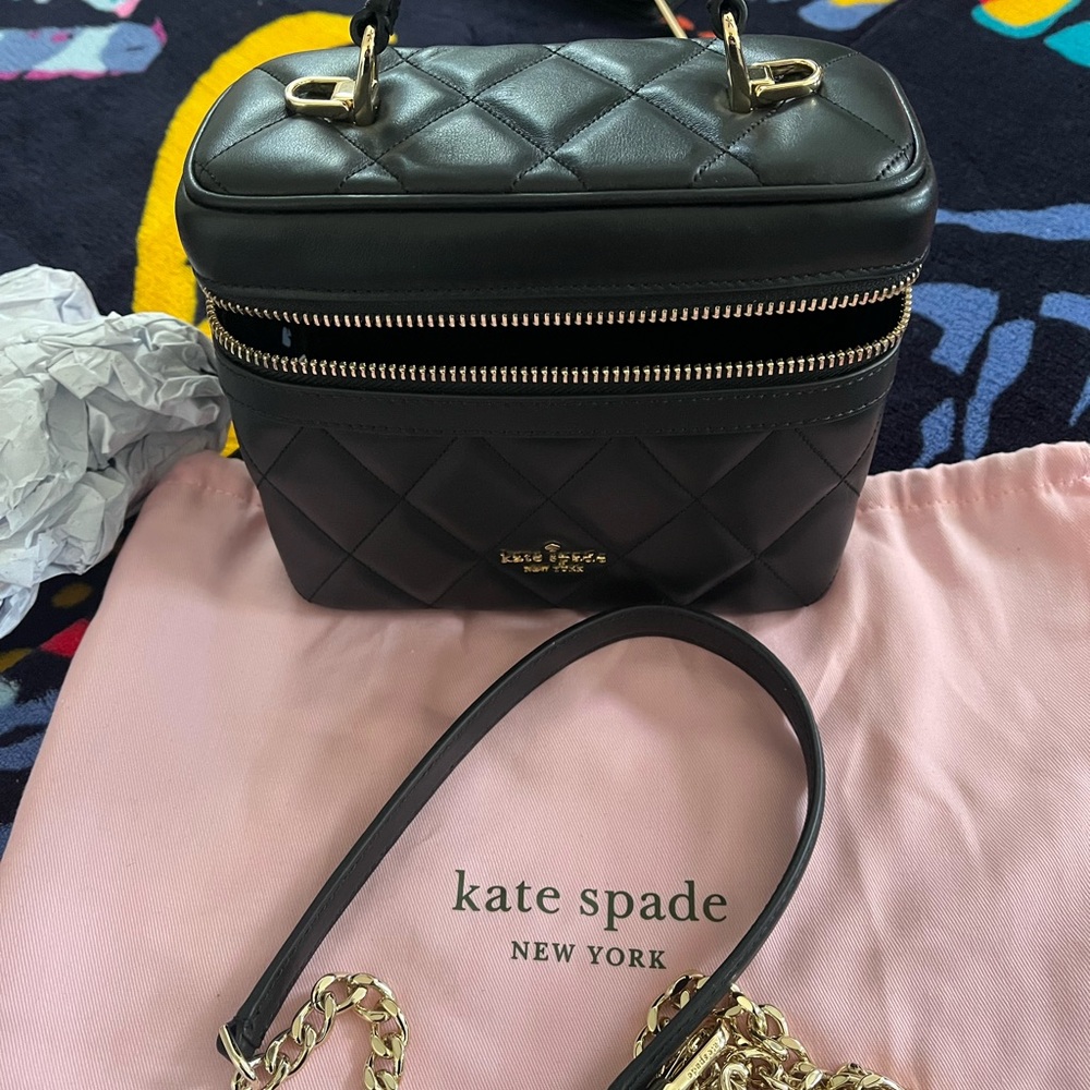 Kate Spade Black Crossbody Bag with Quilted Design